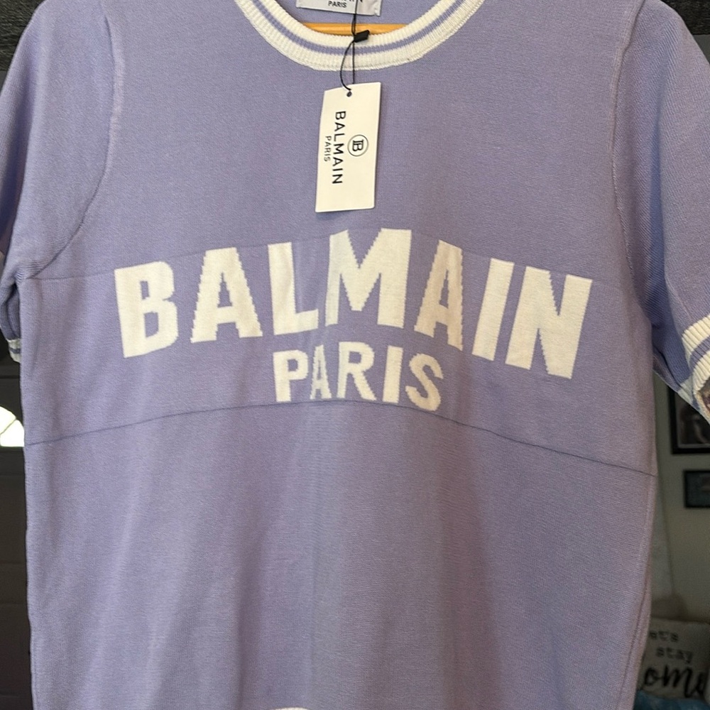 Balmain Paris Purple Knit Top